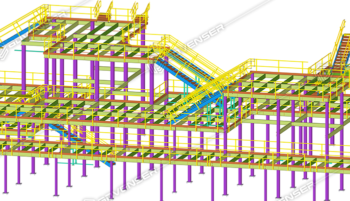 Steel detailing for a material handling platform