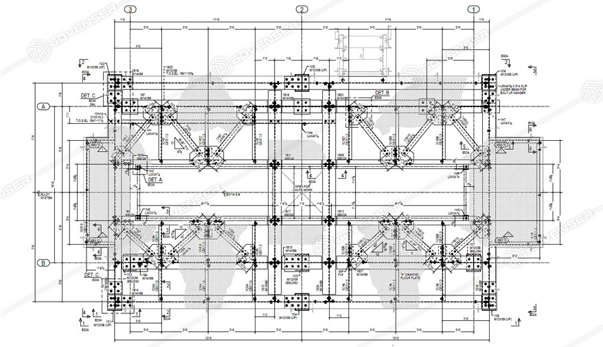 Steel shop drawings for an industrial building