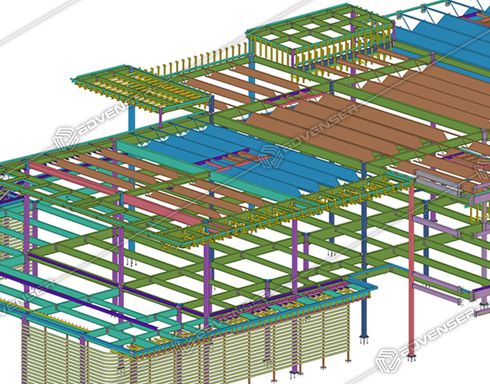 Steel detailing for a commercial building